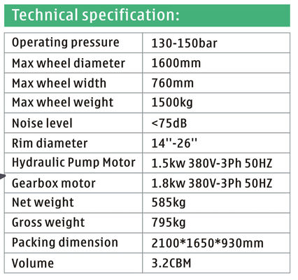 1600mm Diameter 1500kg Truck Tire Changing Machine Automatic