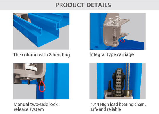 Gantry Design 4T 2 Post Hydraulic Lift Connect On Bottom Car Lift Low Ceiling