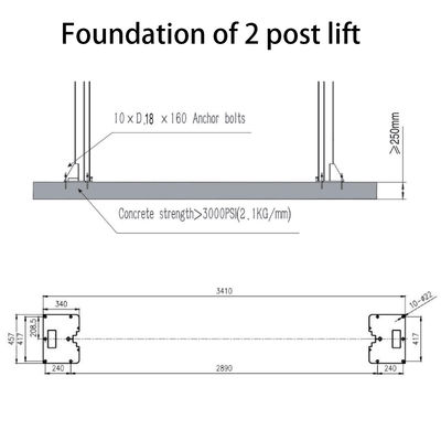 Gantry Design 4T 2 Post Hydraulic Lift Connect On Bottom Car Lift Low Ceiling