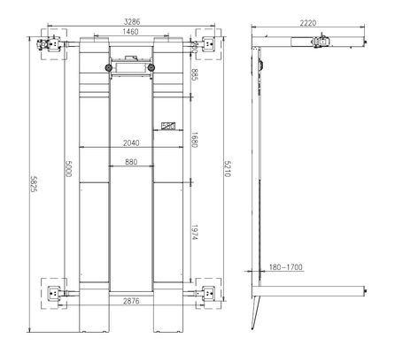 5T Four Post Hydraulic Lift 3286mm Width One Cylinder