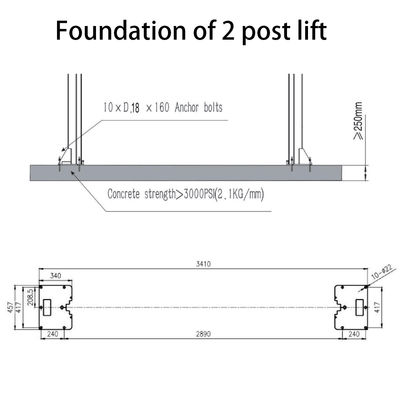 Two Post Hydraulic Lift 4T Capacity 2.2kw For Workshop