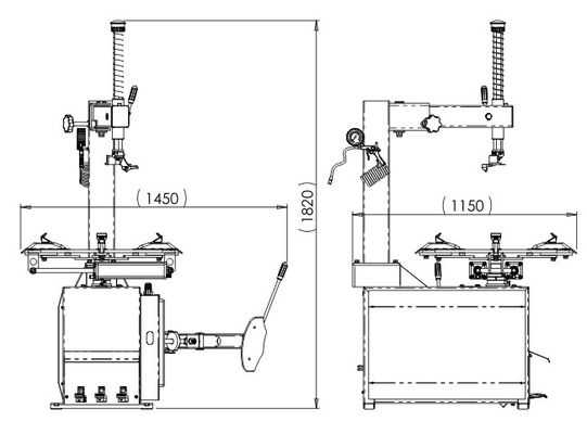 Wheel width 3-15 inch Pneumatic Tire Changer 0.75kw With Swing Arm