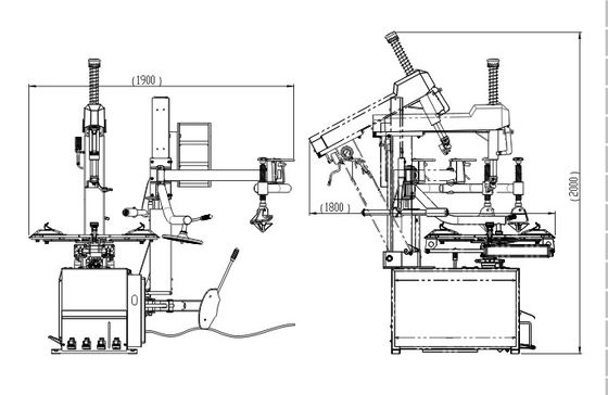 Steel Head 14-26 inch 2500kg Tilt Back Tire Changer Machine With Help Arm