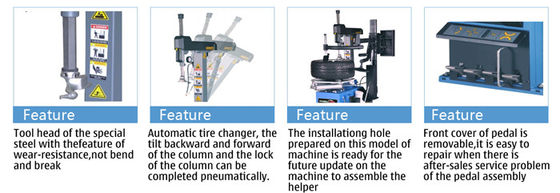 Steel Head 14-26 inch 2500kg Tilt Back Tire Changer Machine With Help Arm