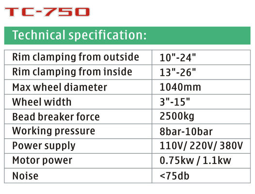 220v 380v 26 Inch Rim Automotive Tire Changer / Tire Changing Equipment