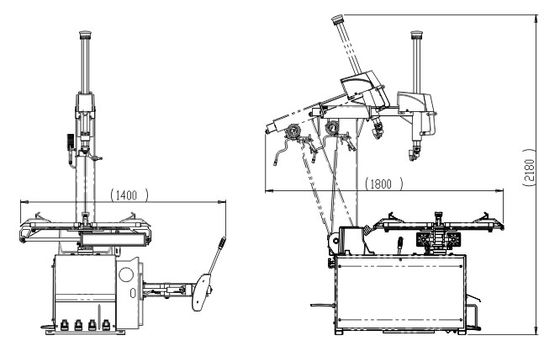 1040mm 1.1kw Tubeless Tyre Changer Machine / Pneumatic Tyre Changer