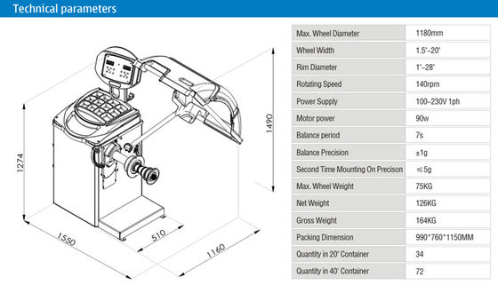 ISO 140RPM Motorcycle Tyre Balancing Machine High Accuracy